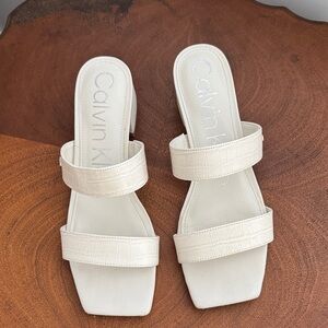 Calvin Klein Women's Cream Heeled Sandals